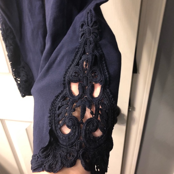 Navy leggings with crochet detail - Picture 3 of 4